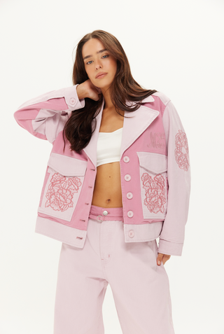 Pink Embroidered Statement Jacket