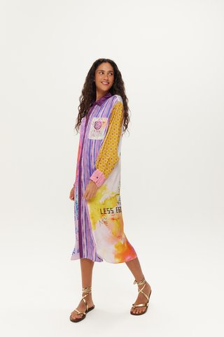 Colorful Print Midi Shirt Dress – Statement Vacation & Brunch Dress