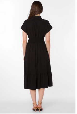 Black Maxi Dress – Cuffed Sleeve Effortless Everyday Dress