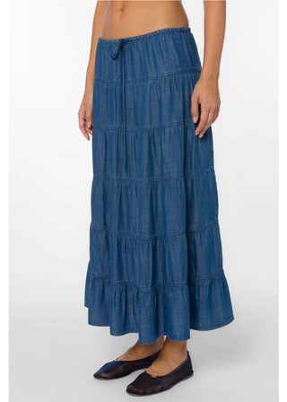 Blue Tiered Maxi Skirt – Effortless Everyday & Vacation Skirt
