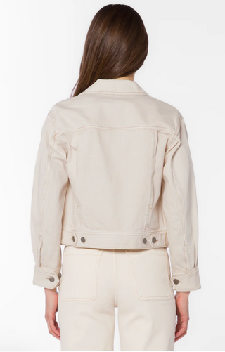 Ivory Cropped Denim Jacket – Lightweight Neutral Jacket