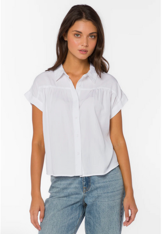 White Short Sleeve Button Down Shirt – Classic Everyday Blouse