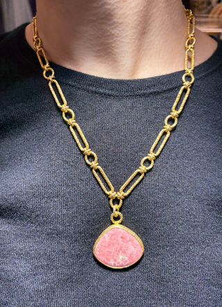 Gold Plated Natural Stone Pendant Necklace
