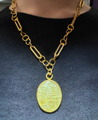 Gold Plated Natural Stone Pendant Necklace