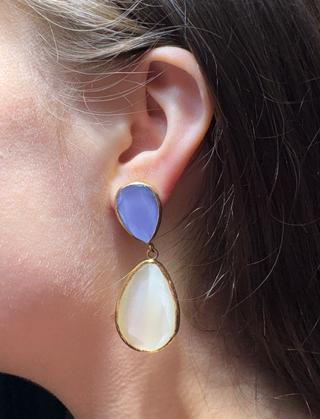 Two-Tone Faceted Teardrop Earrings
