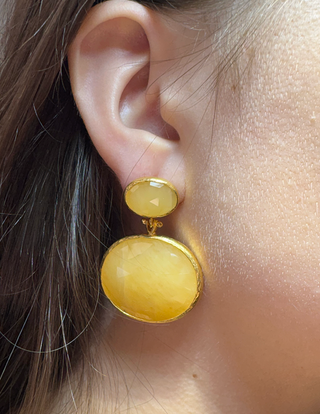 Golden Honey Quartz Statement Earrings