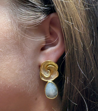 Sculptural Gold & Natural Stone Drop Earrings