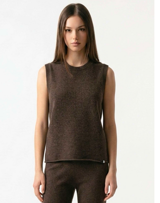 Steffi Sleeveless Mongolian Cashmere Crewneck