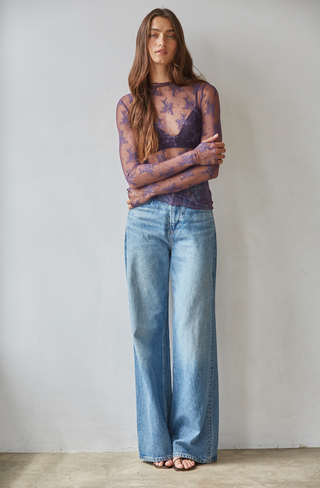 Aubrey Lace Mock Neck Top