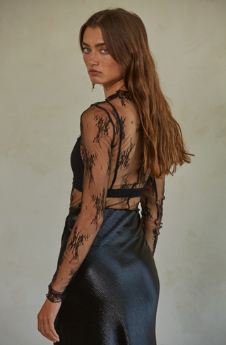 Aubrey Lace Mock Neck Top