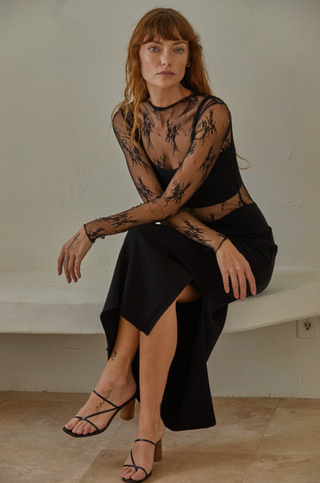 Aubrey Lace Mock Neck Top