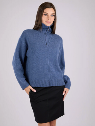 Ann Mongolian Cashmere Quarter-Zip Sweater