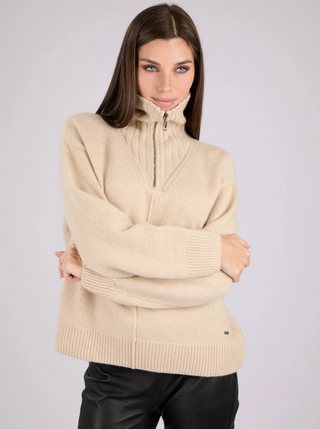 Ann Mongolian Cashmere Quarter-Zip Sweater