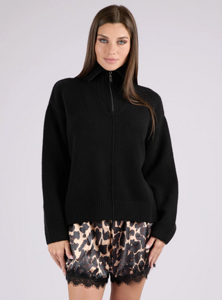 Ann Mongolian Cashmere Quarter-Zip Sweater