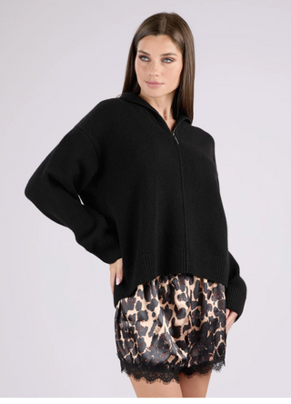 Ann Mongolian Cashmere Quarter-Zip Sweater