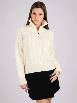 Avenue Cashmere Cable-Knit Zip-Up Cardigan