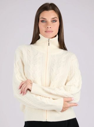 Avenue Cashmere Cable-Knit Zip-Up Cardigan