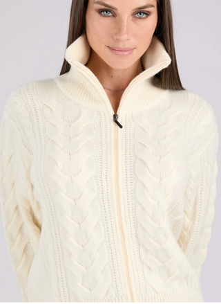 Avenue Cashmere Cable-Knit Zip-Up Cardigan