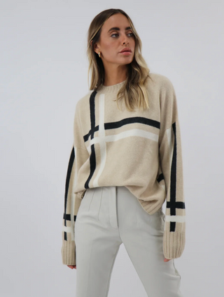 Graphic Mongolian Cashmere Crewneck Sweater