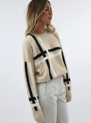 Graphic Mongolian Cashmere Crewneck Sweater