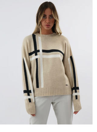Graphic Mongolian Cashmere Crewneck Sweater