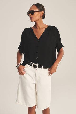 Short Sleeve Button Front Blouse – Lightweight Spring Top