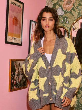 Oversized Star Pullover Sweater Cardigan