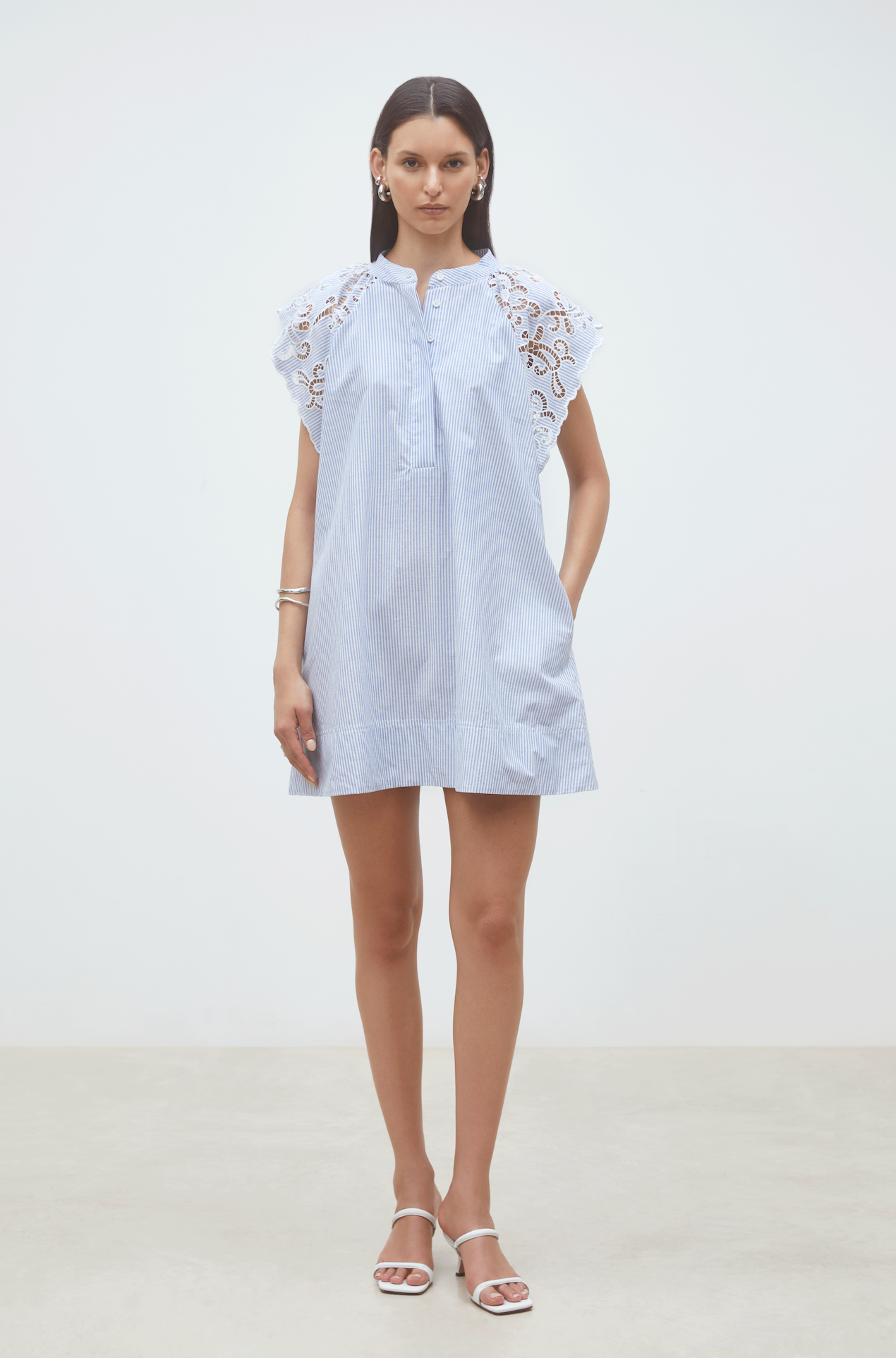 Suncoo Blue Cotton Shift Mini Dress for Women – SeeSaw Boutique