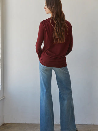 Asymmetric Off-the-Shoulder Ruched Top