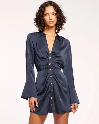 Long Sleeve Button Down Silk Dress
