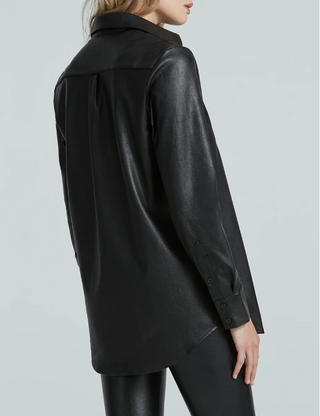 Commando Lightweight Faux Leather Oversized Button Down  Porcelain S