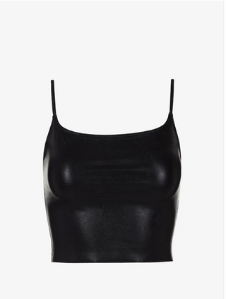Commando Faux Leather Cami Crop Top  Black S